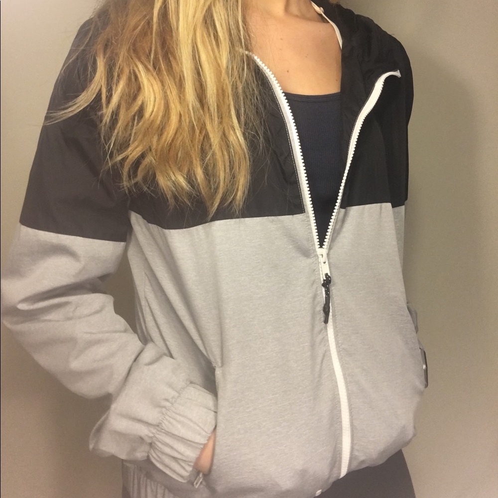 Grey and Black Water resistant zip up!!